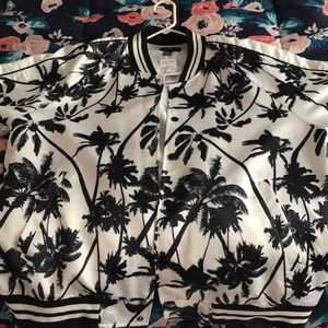 Black & White Casual Palm Tree Jacket